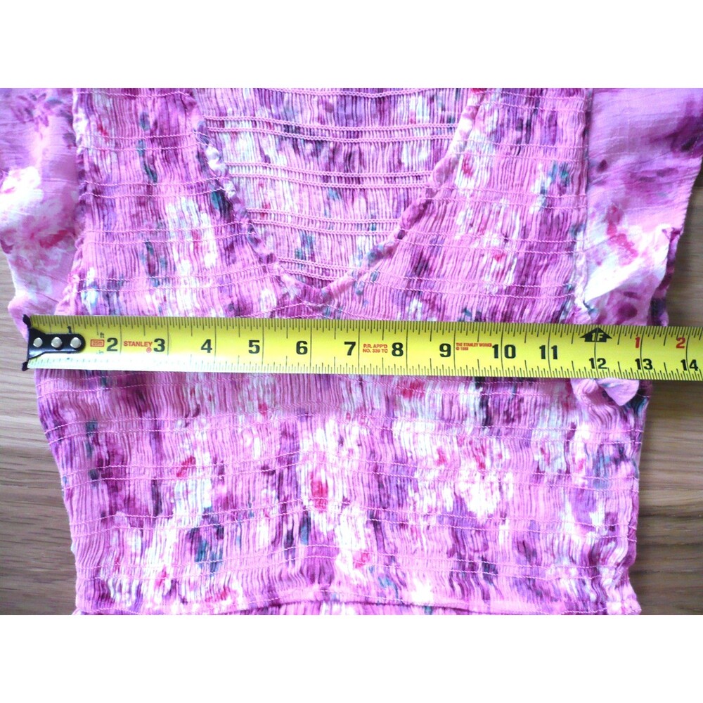 Anthropologie By The River L Smocked Floral Midi Dress Pink Cottagecore Feminine - Picture 13 of 16